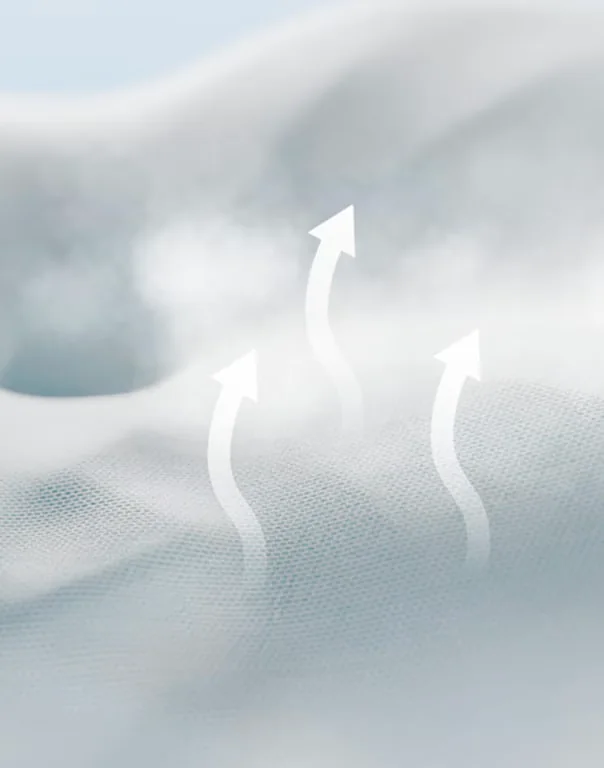 Soft pillow surface with white arrows illustrating airflow
