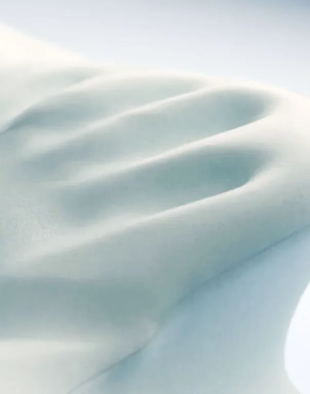 Close-up of soft white memory foam curves